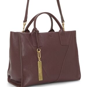 Vince Camuto Rich Brown Leather Tote Bag